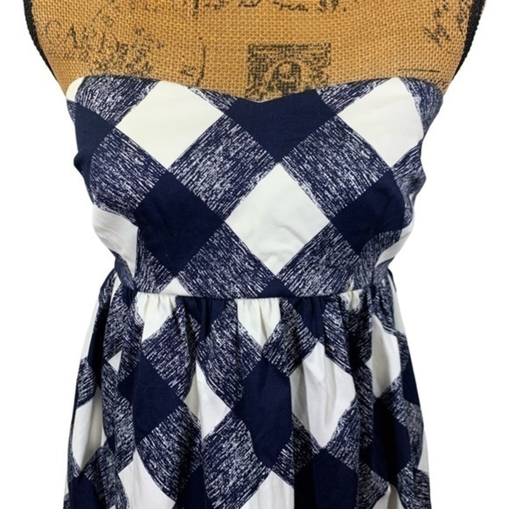MOTHERHOOD Navy Blue & White Plaid A-Line Dress -‎ NWOT - Picture 2 of 12
